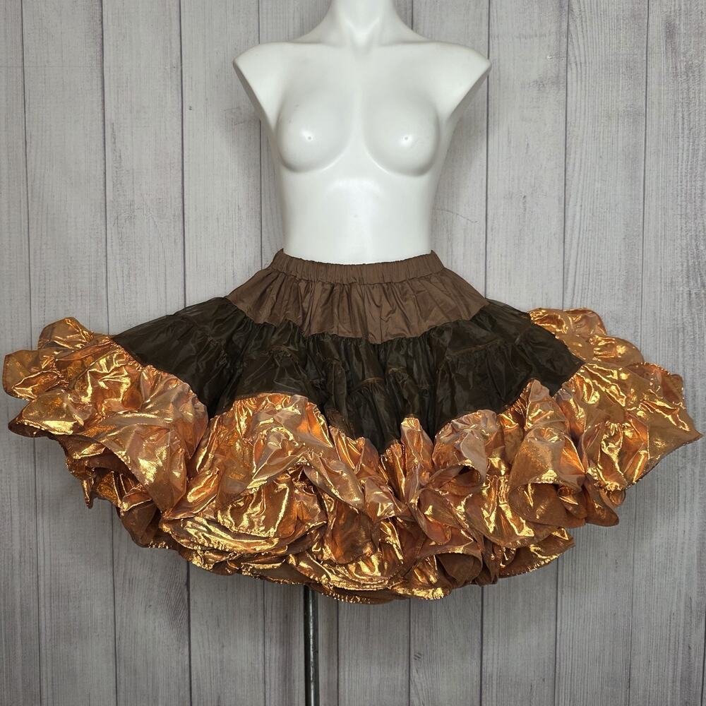 Vintage Steppin Out Petticoat Copper Brown Metallic Square Dance Crinoline